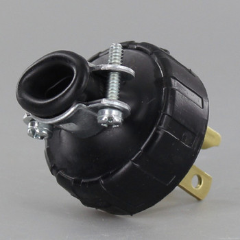 Black - Round Handle Lamp Plug with Screw Terminals and Clamp for 18/3 SVT and SJT Type Wire