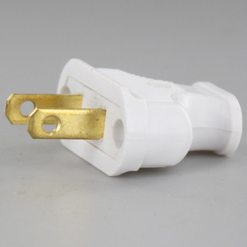 White - 2-Prong, Non-Polarized, Non-Grounding Phenolic Lamp Plug with Screw Terminals