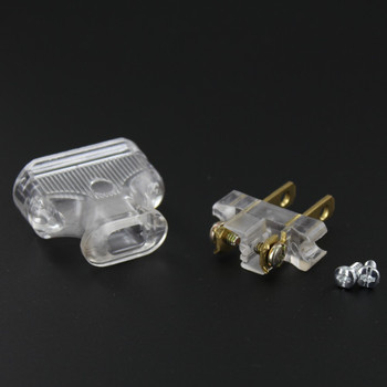 Clear - 2-Prong, Non-Polarized, Non-Grounding, Phenolic Lamp Plug with Screw Terminals