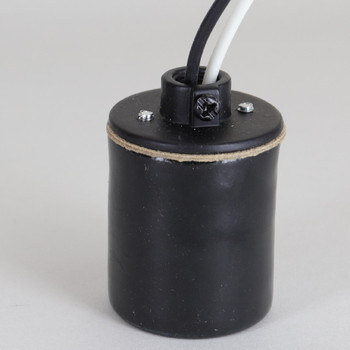 E-26 Keyless Black Glazed Porcelain Socket with 36in. Wire Leads