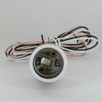 E-26 Grounded Porcelain Socket with 1/8ips Cap and 36in Long 200deg Teflon Leads.