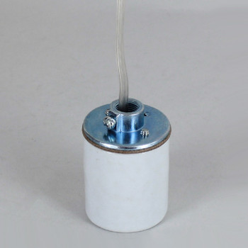 E-26 Porcelain Socket with 1/8ips. Cap and 10ft. Silver Wire Leads