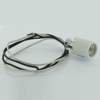 E-17 Base Porcelain Socket with 1/8ips. Hickey and 24in. Wire Leads