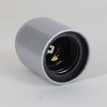 SILVER E-26 BASE PHENOLIC SOCKET WITH SMOOTH SHELL AND 1/8IPS. CAP