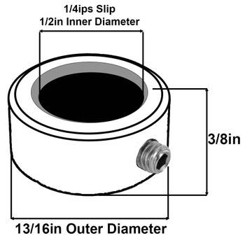 1/2in. Modern Slip Ring with Side Screw - Slips 1/4ips Pipe - Polished Nickel Finish