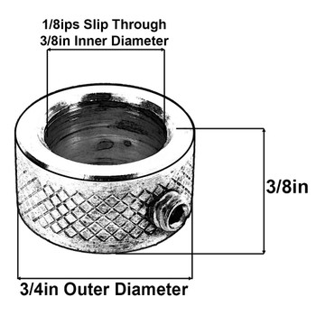 1/2in Diamond Knurled Slip Ring - Slips 1/4ips Pipe - Unfinished Brass