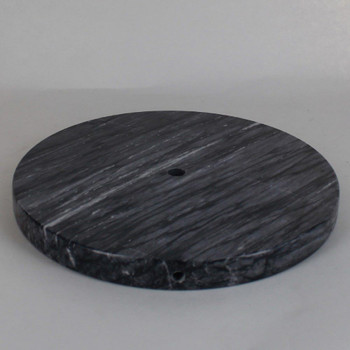 8in Diameter Round Black Marble Lamp Base