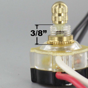 3/8in Shank 3-Way Lighted Rotary Brass Plated Switch with 6in. Wire Leads