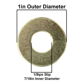 1in. Diameter - Steel Washer - 1/8ips. Slip Center Hole - Brass Plated Finish