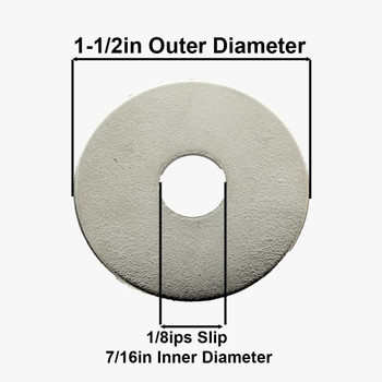 1-1/2in Diameter - Steel Washer - 1/8ips Slip Center Hole - Polished Nickel Finish