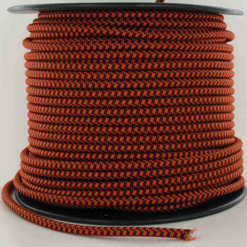 18/2 SVT-B BLACK/SAFETY ORANGE HOUNDS TOOTH PATTERN NYLON FABRIC CLOTH PENDANT AND TABLE LAMP WIRE