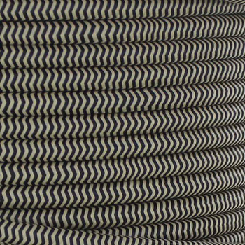 18/2 SVT-B Black/Beige Zig-zag Pattern Nylon Fabric Cloth Covered Pendant And Table Lamp Wire