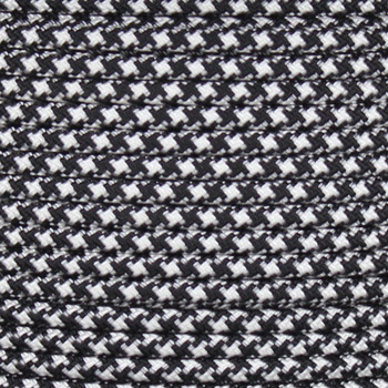 18/1 Single Conductor Black/White Hounds Tooth Pattern Nylon Over Braid AWM 105 Degree White Wire