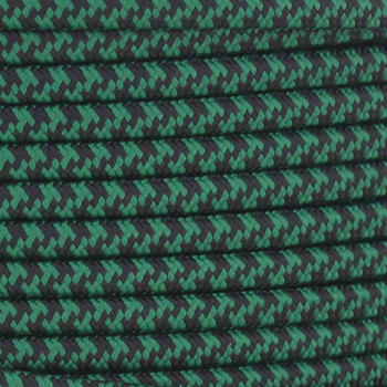 18/2 SPT1-B Black/Green Hounds Tooth Pattern Nylon Fabric Cloth Covered Lamp and Lighting Wire