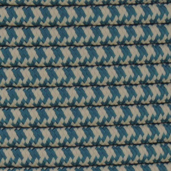 18/2 SPT2-B Teal/Beige Hounds Tooth Pattern Nylon Fabric Cloth Covered Lamp and Lighting Wire