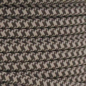 18/2 SPT2-B Brown/Beige Hounds Tooth Pattern Nylon Fabric Cloth Covered Lamp and Lighting Wire.