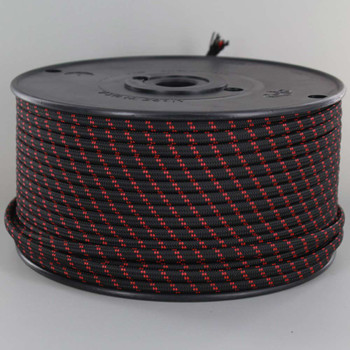 18/2 SPT2-B Black with Red 2 Line Pattern Nylon Fabric Cloth Covered Lamp and Lighting Wire