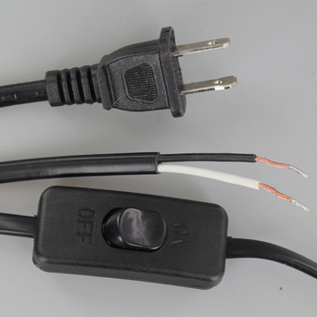 18FT BLACK 18/2 NISPT-2 PVC Insulated Parallel Flexable Cord with Rocker Switch Installed
