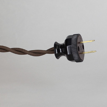 8ft Long Brown Twisted 18/2 SPT-2  Type UL Listed Powercord WITH Brown PHENOLIC PLUG