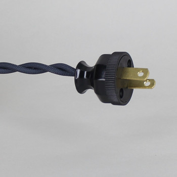 8ft Long Navy Blue Twisted 18/2 SPT-2 Type UL Listed Powercord WITH BLACK PHENOLIC PLUG