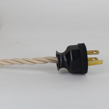 10ft Long Beige Twisted 18/3 SPT-2 Type UL Listed Twisted Powercord WITH BLACK PHENOLIC PLUG