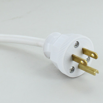 15ft Long White Cloth Covered Decorative Extension Cord with NEMA 15-5P Plug and Outlet.