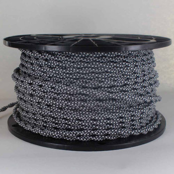 18/2 AWG - WHITE/BLACK HOUNDS TOOTH PATTERN TWISTED FABRIC CLOTH COVERED LAMP WIRE