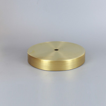 1/8ips Center Hole - 6in Flat Canopy/Base without Wire Way - Unfinished Brass