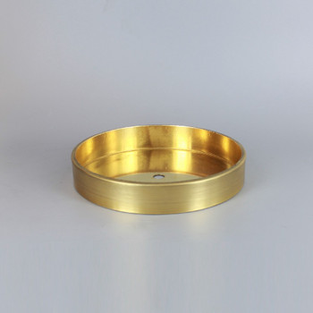 1/8ips Center Hole - 6in Flat Canopy/Base without Wire Way - Unfinished Brass