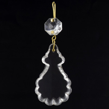 50mm (2in.) Scalloped Crystal Pendulux with Jewel and Brass Clip