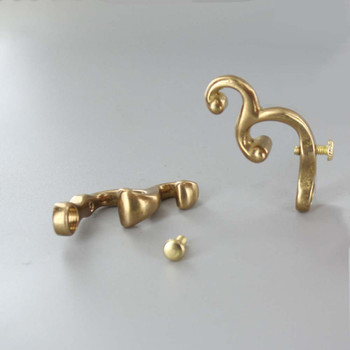 1/8ips. Female Threaded Victorian Gravity Hook with 8/32 Thumb Screw - Unfinished Cast Brass
