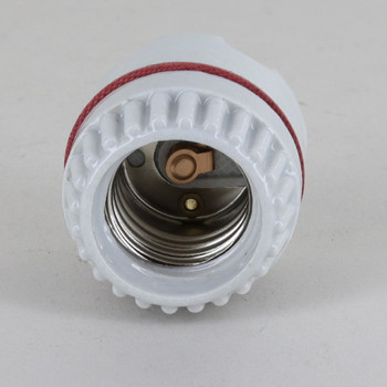 White Glazed E-26 Socket Two-Piece Keyless Ring-Type Lamp Socket with Screw Terminal Wire Connections