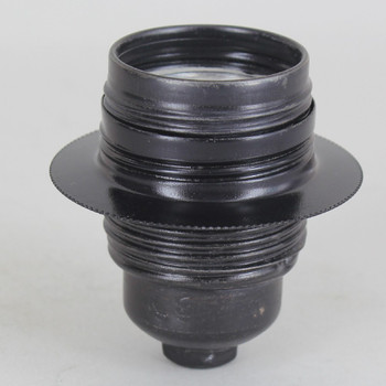 Black Powdercoated Finish European E-27 Grounded Metal Threaded Skirt and Shade Ring Socket