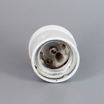 White Powdercoated Finish European E-27 Grounded Metal Socket