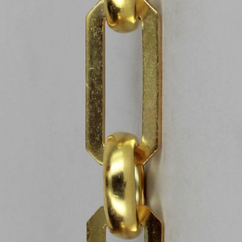Rectangular Shape Brass Lamp Chain with Round Joining Links - Unfinished Brass