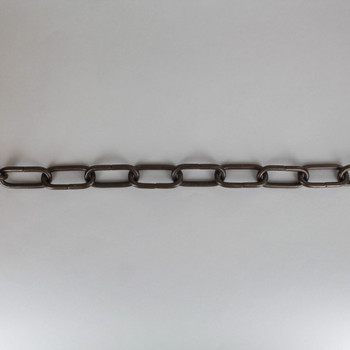 3/16in Thick Brass Large Oval Lamp Chain - Antique Bronze Finish