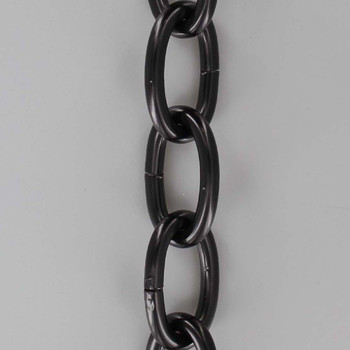 3 Gauge (1/4in.) Thick Steel Oval Lamp Chain - Black Powdercoat Finish