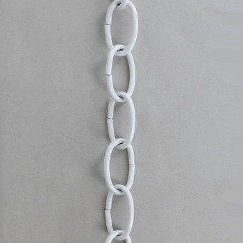 9 Gauge (1/8in.) Thick Steel Oval Lamp Chain - White Powdercoat Finish