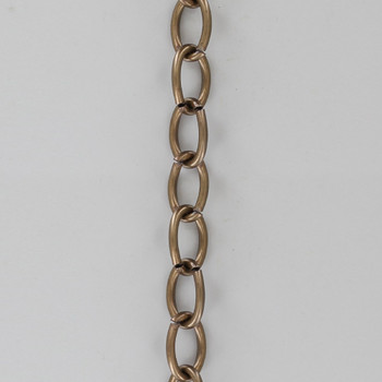 11 Gauge (3/32in.) Thick Steel Small Oval Lamp Chain - Antique Brass Plated