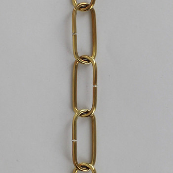 1/8in. Thick Solid Brass Small Elongated Oval Lamp Chain - Polished and Lacquered Brass Finish