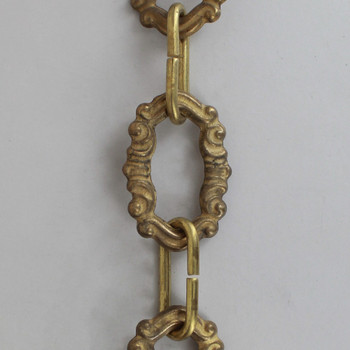 3/16in. Thick Cast Brass Large Scroll Lamp Chain -  Unfinished Brass