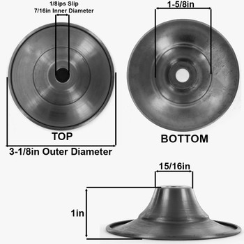 3-1/8in Diameter - Spun Steel Trumpet Bobesche with Rolled Edge and 1/8ips (7/16in) Slip Through Center Hole - Polished Nickel Finish