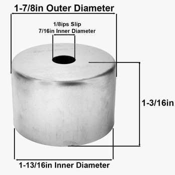1-7/8in Diameter Steel Cup For Use With SOEUROED And SO7350 Series Lamp Sockets - Satin Nickel Finish. 1/8ips Slip Through Center Hole.