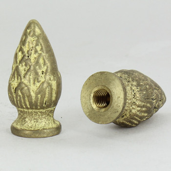 1/4-27 UNS - 5/8in X 1-3/8in Acorn Finial - Unfinished Brass