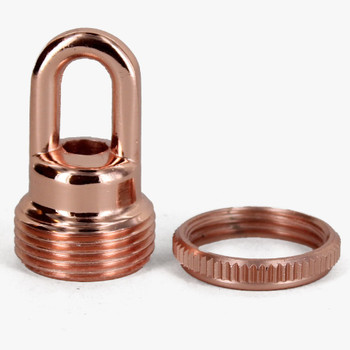 1/4ips - Female Threaded - Screw Collar Loop with Ring and Wire Way - Polished Copper Finish