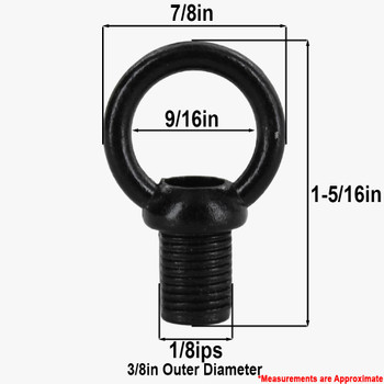 1/8IPS - Male Threaded - Zinc Die-Cast Loop with Wire Way - Black Powdercoat Finish 1/8IPS - Male Threaded - Zinc Die-Cast Loop with Wire Way - Black Powdercoat Finish