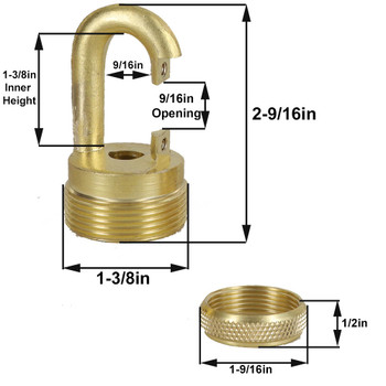 3/8ips - Heavy Duty Quick Collar Loop with Ring - Unfinished Brass