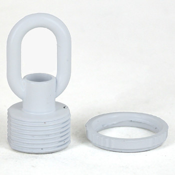 1/4ips - Zinc Die-Cast Screw Collar Loop with Ring - White Powdercoat