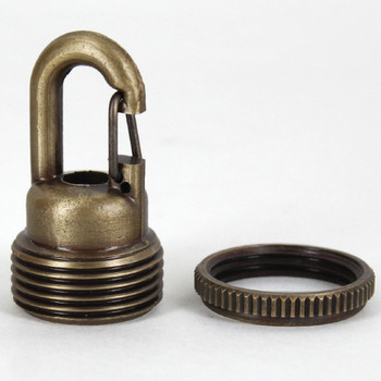 1/4ips - Female Threaded - Snap Hook Quick Collar Loop - Antique Brass