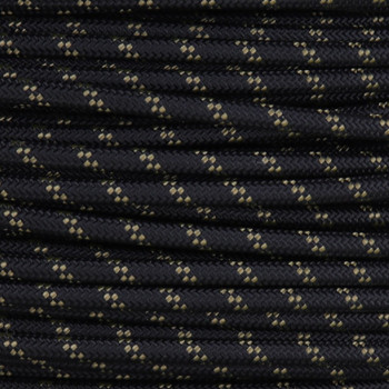 14/1 Black with Gold Tracer/Marker Cloth Covered 14 Gauge AWM Stranded Flexible Cord